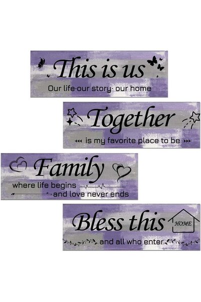 Generic ARS Wall Art for Living Room,Purple 4 Pieces This Is Us Family Wall D...