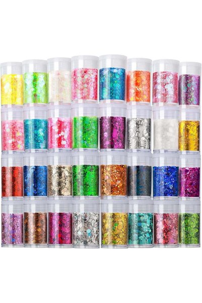 Generic Holographic Chunky Glitter, 32 Colors Glitter for Crafts, Resin, Body...