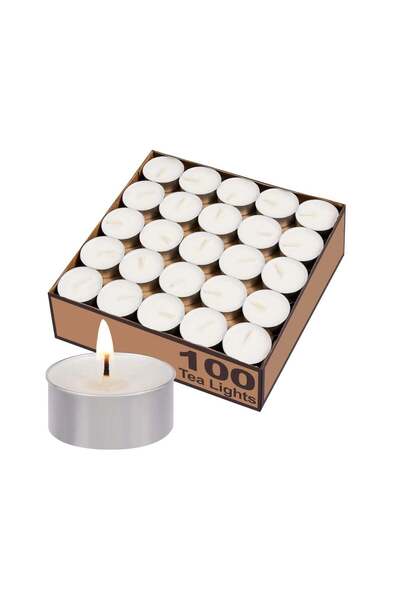 Generic Feelings Tea Light Candles, Pack of 100 – Unscented Smokeless Clean-B...
