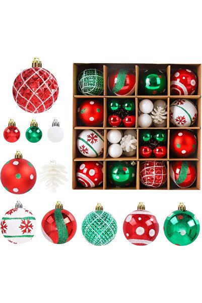 Generic 42 PCS Christmas Balls Ornaments Set, Red Green and White Shatterproo...
