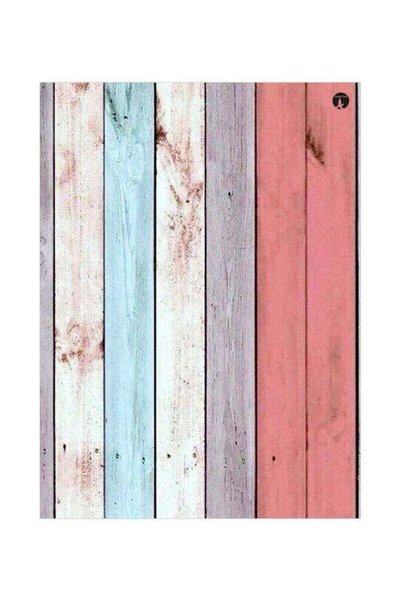 Generic Wood Grain Themed Decorative Metallic Plate Pink/White/Blue 20x15cm