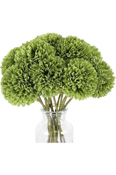Generic LATIFA 12 Pcs Artificial Silk Chrysanthemum Flowers, Green Fake Mums ...