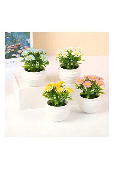 Generic 4 Pcs Decorative Faux Daisy Plants, Mini Artificial Flower Bonsai, Sm...