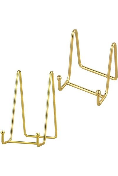 Generic 2 Pack Plate Display Stands - Gold Metal Easel Stand, Plate Holder Di...