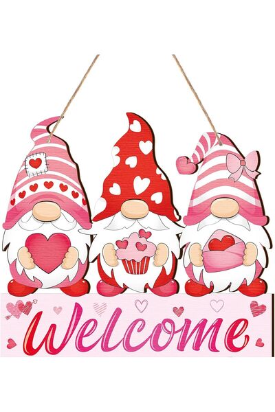 Generic ARS Valentine's Day Gnome Welcome Sign Valentines Hanging Wreath Sign...
