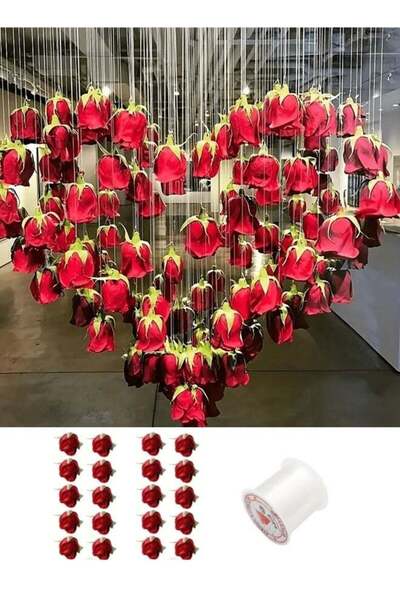 Generic 20 Pcs Mini Red Rose Head Fake Red Roses Artificial Flowers for Home ...