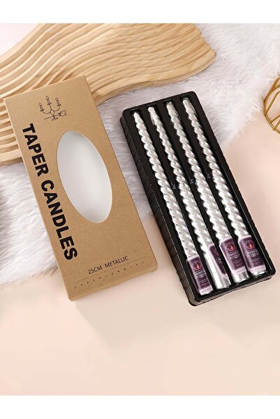 Generic 4pcs Silver Boxed European Style Tapered Metallic Twisted Candles for...