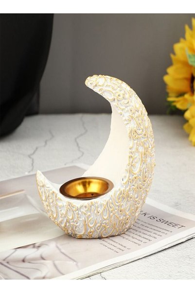 Generic 1-Piece Beautiful Candle Holder Moon Shape Resin Incense Burner Aroma...