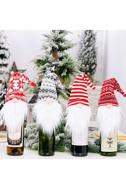Generic Wine Bottle Covers, Plush Gnome – Set of 4