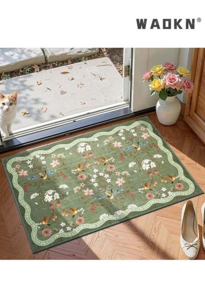 Generic Washable Entryway Area Rug, Soft Floral, Non-Slip, Low-Pile, Lightwei...