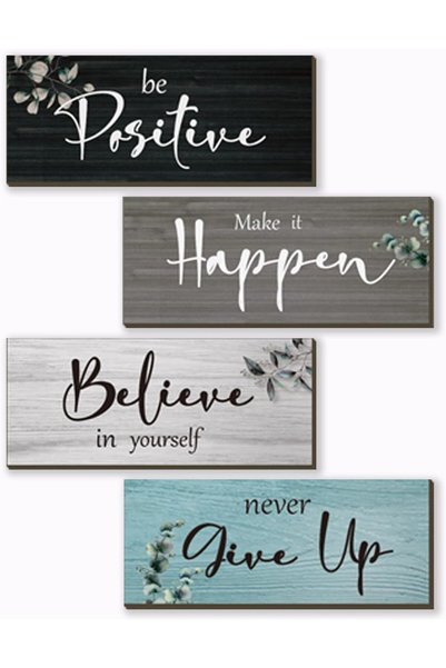 Generic ARS® 4 Pcs Motivational Wall Decor - Rustic Inspirational Wooden Hang...