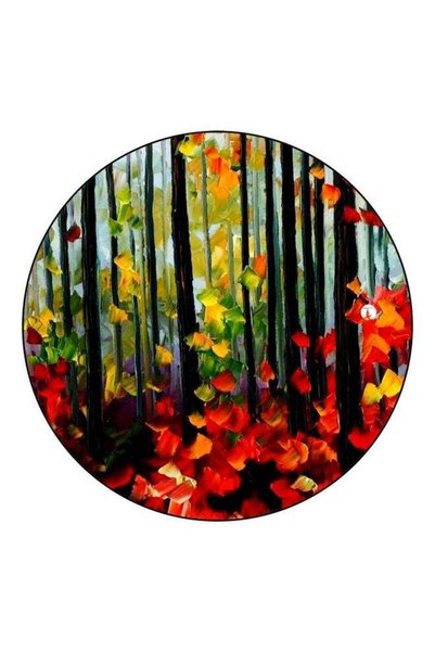 Generic Leaf Printed Wooden Fridge Magnet Red/Black/Blue 5.5cm