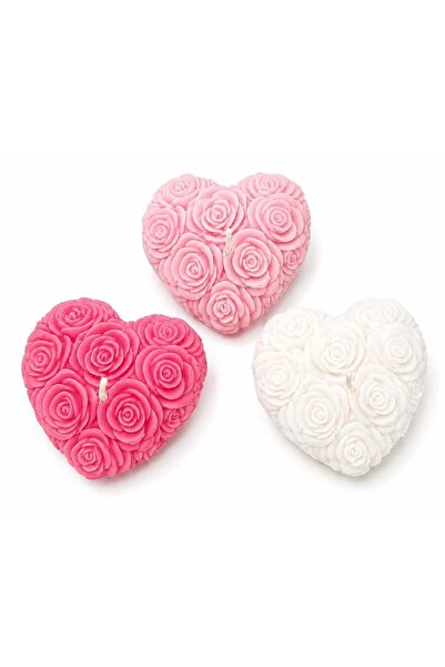 Generic Heart Flower Scented Soy Wax Floral Blend Candles – Set of 3 – Handma...