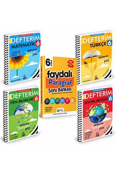 Arı Yayıncılık 6. SINIF AKILLI DEFTER SETİ ( TÜRKÇE, MATEMATİK, FEN, SOSYAL) ...