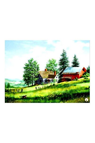Generic Nature Themed Metallic Plate Green/Blue/Brown 20x15cm