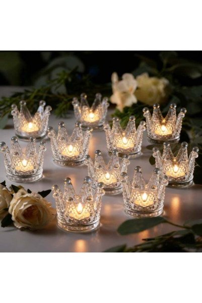 Generic 12Pack Crown Glass Tealight Candle Holders, Clear Votive Candle Cups ...