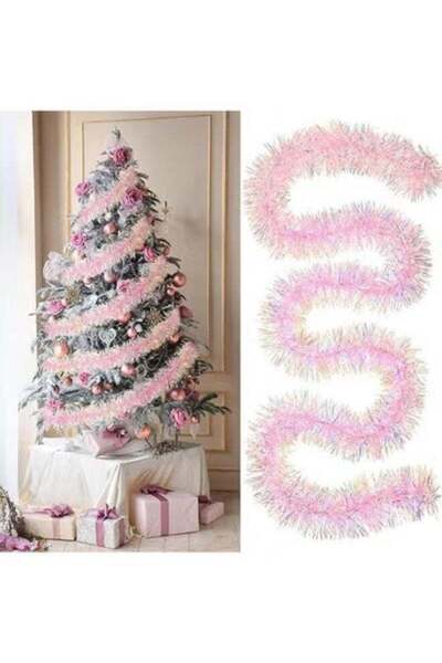 Generic 2M Pink Tinsel Garland Pink Glittering Decoration Metallic Garland fo...