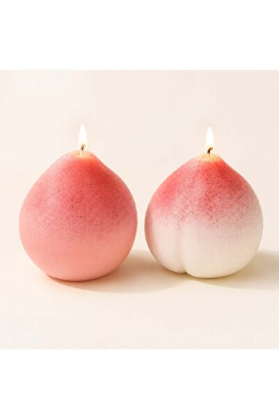 Generic Set of 2 Peach Scented Soy Wax Candles for Aesthetic Home Decor & Gift