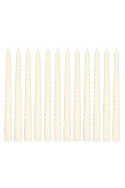 Generic Spiral Metallic Candles, Wax – Ivory, Set of 12