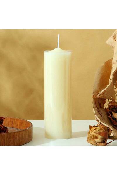 Generic 5x16cm White Tall Pillar Candle, Long-Lasting Soy Wax Unscented Candl...