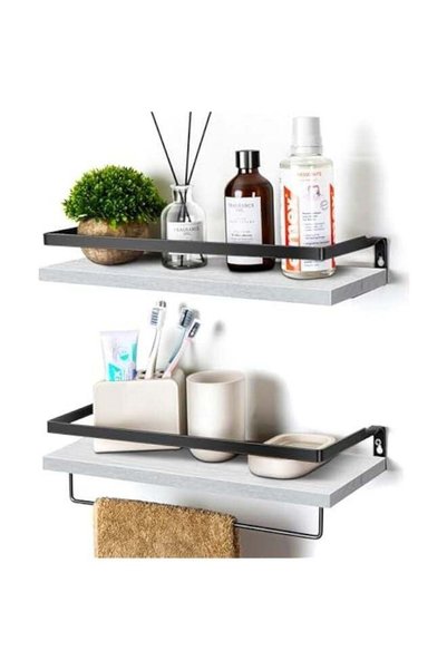 Generic Wall Mounted Floating Shelves with Towel Bar for Bathroom & Kitchen S...