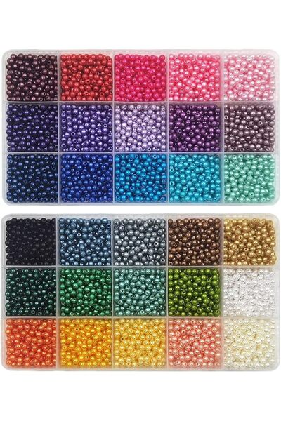 INSPIRELLE 5400 Pieces 4mm Pearl Beads 30 Colors Plastic Spacers Beads
