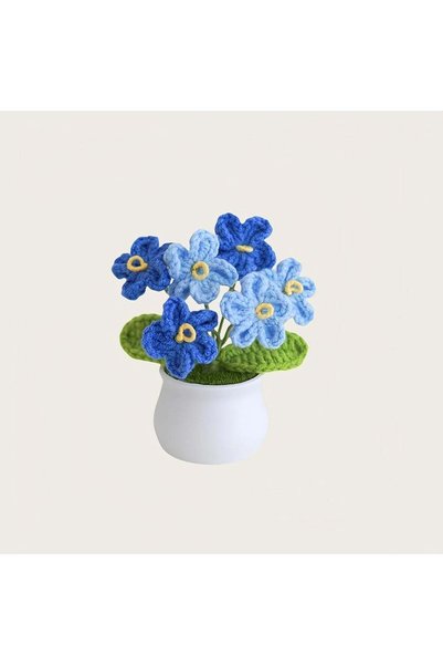 Generic Knitting Crochet Desk Gift, Forget Me Not Flowers Potted Plants, Croc...