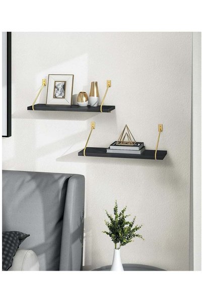Generic 2-Piece Floating Shelve Set Decorate Storage Shelf Black 40 x 14.5 Ce...