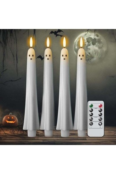 Generic Halloween Ghost Flameless Taper Candles Flickering Battery Operated w...