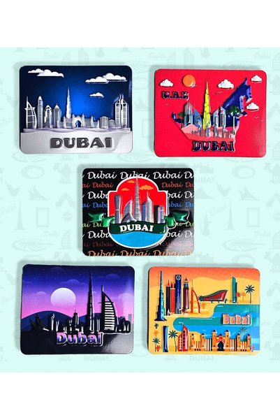Generic 5 Pcs Colorful Embossed 2D Fridge Magnet Set (9x7 cm) | Assorted Duba...
