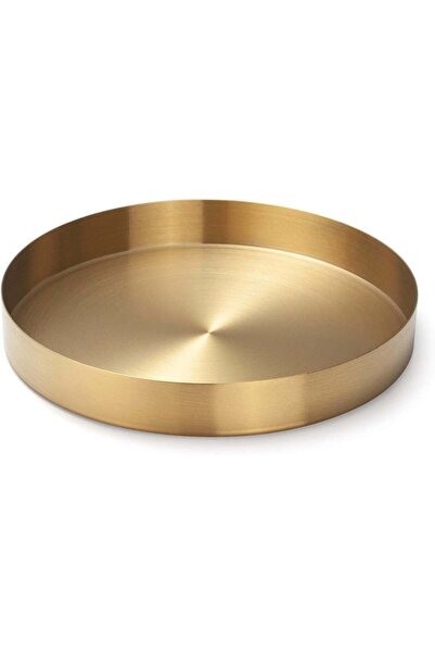 Generic Round Gold Tray Stainless Steel Jewelry, Make up, Candle Plate Decora...
