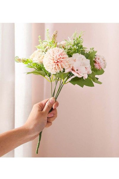 Generic Artificial Mixed Flower Bouquet – Pink & White Silk Chrysanthemums an...