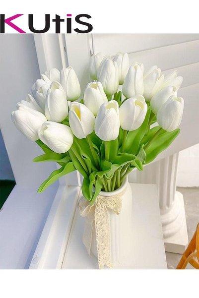 Generic 10-Piece Artificial Tulip Fake Flowers Real Touch Bouquet For Home Ga...