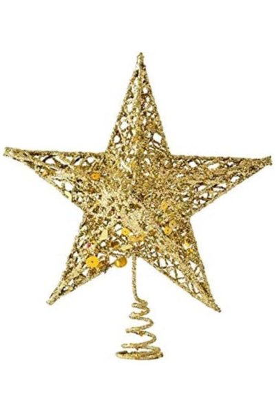 Generic BrainGiggles Christmas Tree Topper - 15cm Gold Christmas Tree Glitter...
