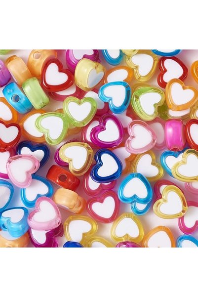 GENERAL 100pc Heart Acrylic Beads Mini Love Heart Bead in Bead Loose Spacer B...