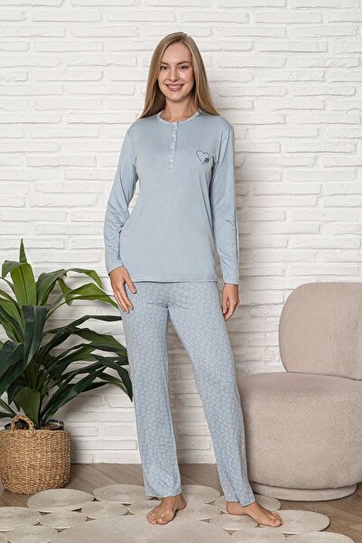 Uzun Kol Pijama Takım Likralı