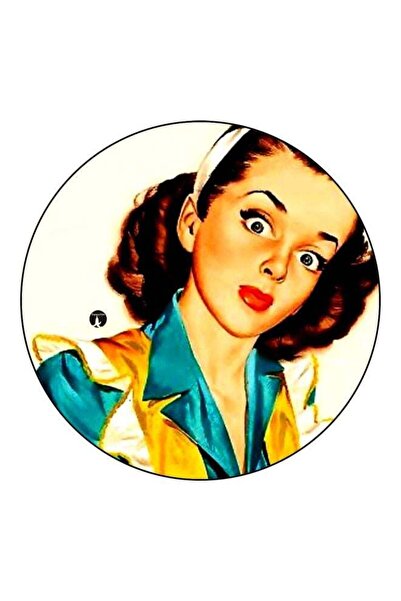 Generic Girl Printed Fridge Magnet Blue/Yellow/Brown 5.5cm