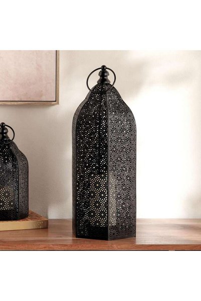 Generic Koki Metal Cutwork Lantern 19x16.5x48cm - Black - 112EEP9900036