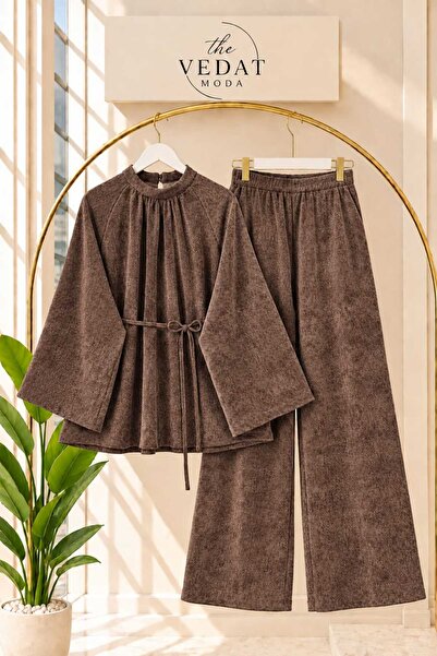 MODA VEDAT Kadın Fitilli Kadife Kumaş Pantolon Takım -0550