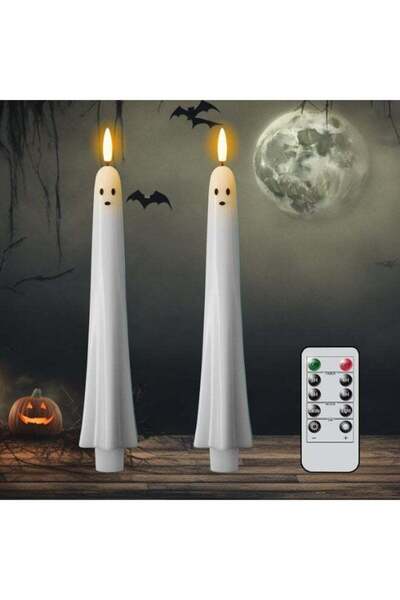 Generic Halloween Ghost Flameless Taper Candles Flickering Battery Operated w...