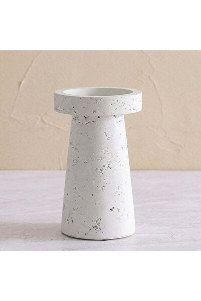 Generic Mirabella White Polyresin Candle Holder 12.7x12.7x20.3cm Elegant Decor