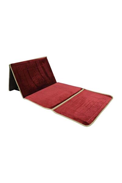 Generic Cotton Foldable Mat Maroon/Yellow