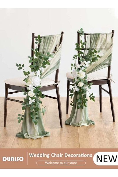 Generic Wedding Chair Back Decorations,Set of 1 Chiffon Chair Sashes and 1 Ar...