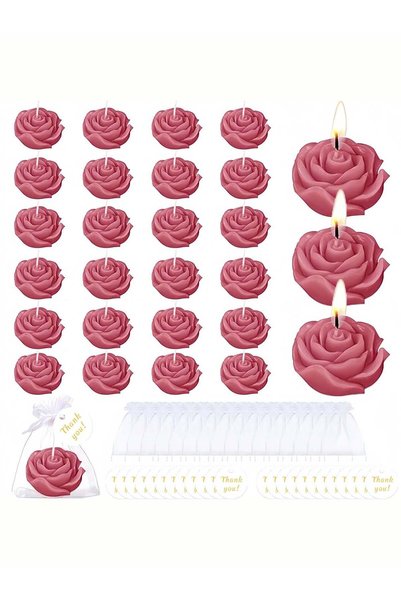 Generic 24Pcs Red Rose Scented Candles - Handmade Flower Shape Aromatherapy C...