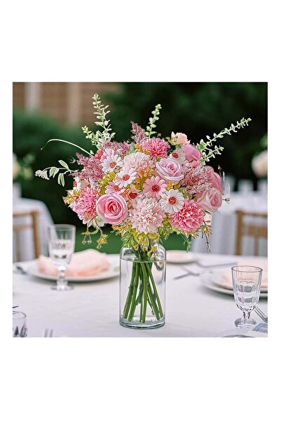 Generic 2 Pack Artificial Flowers Pink Rose Dahlia Bouquet Mixed Flower Stems...