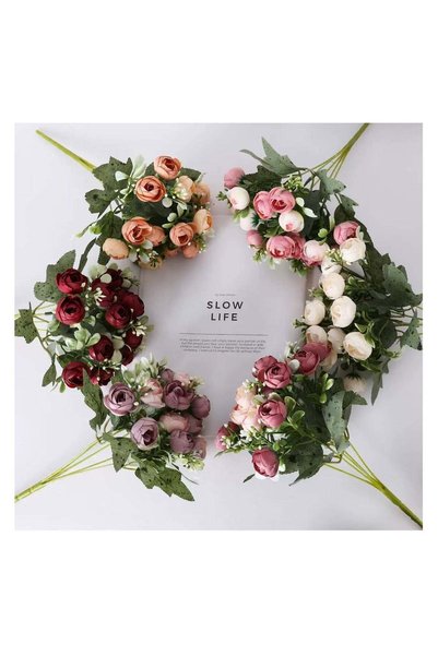 Generic 6 Pack Artificial Flowers Silk Camellia Peony Flower Arrangements 90 ...