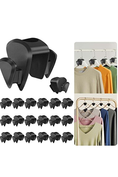 Generic 18 Pcs Space Saving Hangers for Clothes, Black Clothes Hanger Connect...