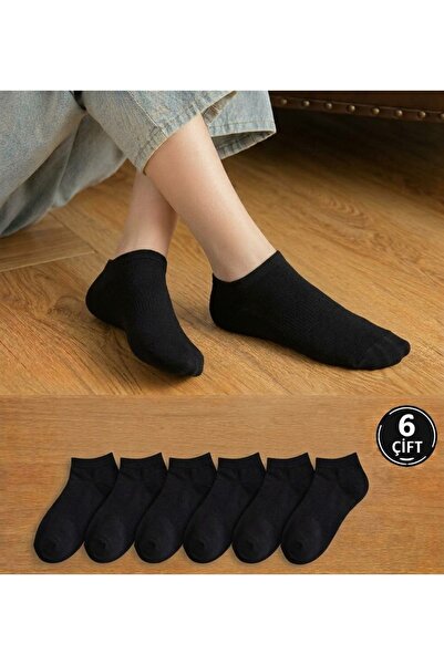 6 Çift Ekonomik Paket Siyah Patik Çorap – Kadın Erkek Unisex, Günlük Kullanım, Pamuklu Çorap