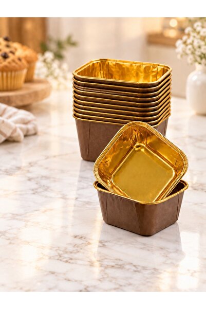 QesQin 12-Piece Rectangular Cake Mold – Disposable Mini Cake Muffin Baking Co...