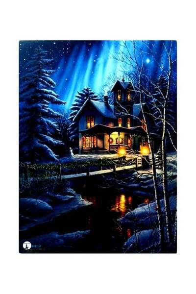 Generic House Themed Metallic Plate Blue/Yellow/White 20x15cm